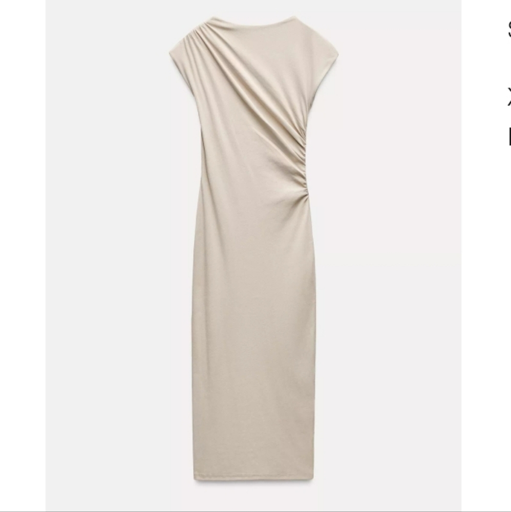 Zara Cream Asymmetrical Sheath Dress for Cocktail